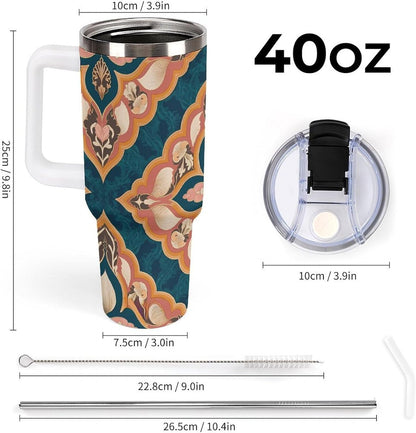 Leakproof Tumbler Vacuum Sealed Car Holder Friendly For Travel Simple Minimalist White Poppy Flower Pattern Coffee Mug Light Rose Red-style-27 - Colors G