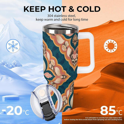 Leakproof Tumbler Vacuum Sealed Car Holder Friendly For Travel Simple Minimalist White Poppy Flower Pattern Coffee Mug Light Rose Red-style-27 - Colors G