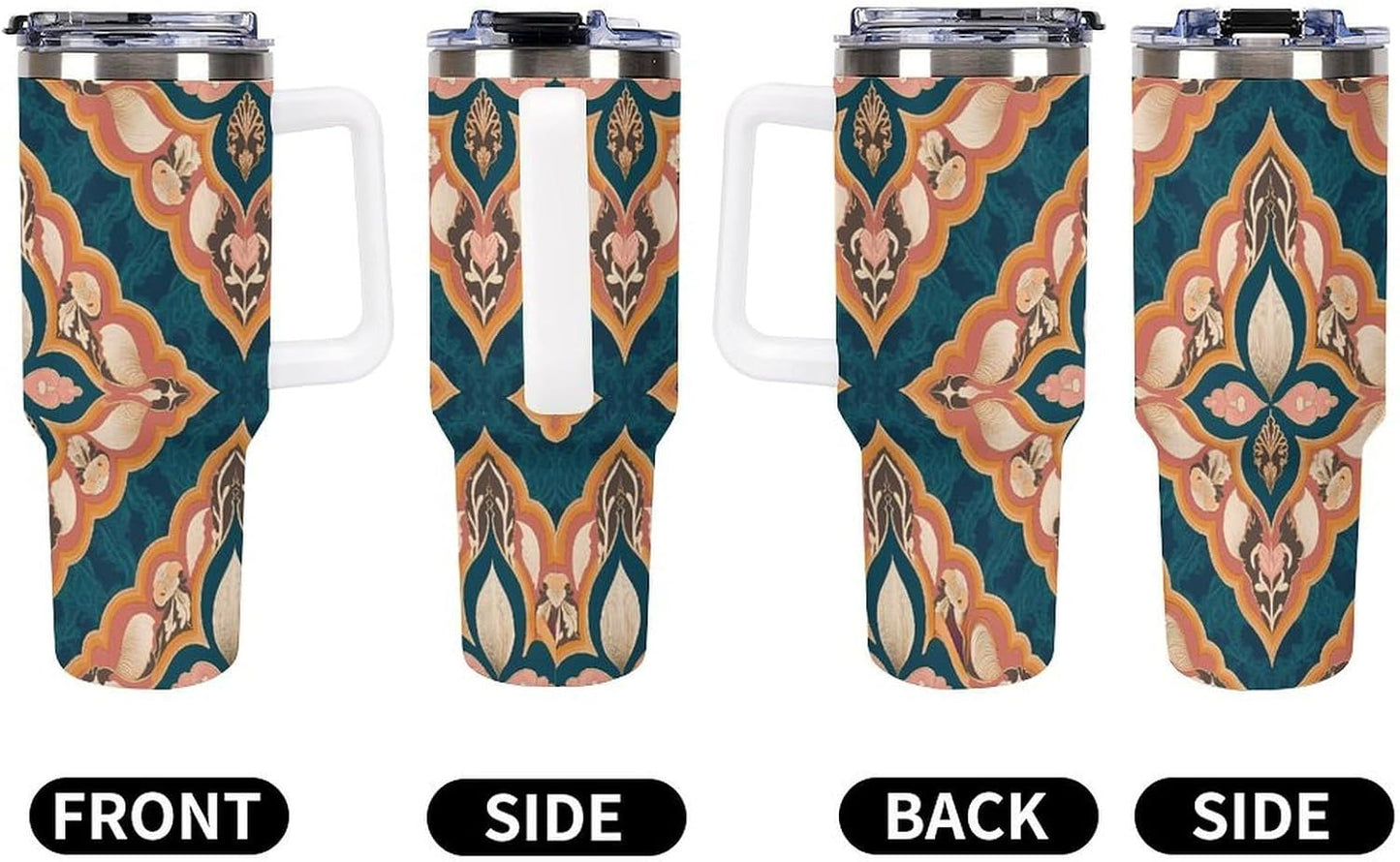 Leakproof Tumbler Vacuum Sealed Car Holder Friendly For Travel Simple Minimalist White Poppy Flower Pattern Coffee Mug Light Rose Red-style-27 - Colors G