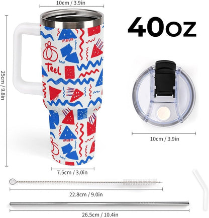Leakproof Tumbler Vacuum Sealed Car Holder Friendly For Travel Simple Minimalist White Poppy Flower Pattern Coffee Mug Light Rose Red-style-27 - Colors G