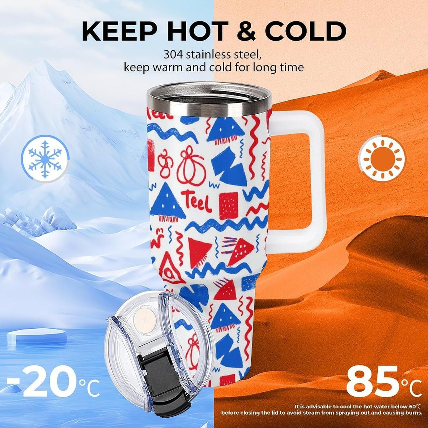 Leakproof Tumbler Vacuum Sealed Car Holder Friendly For Travel Simple Minimalist White Poppy Flower Pattern Coffee Mug Light Rose Red-style-27 - Colors G