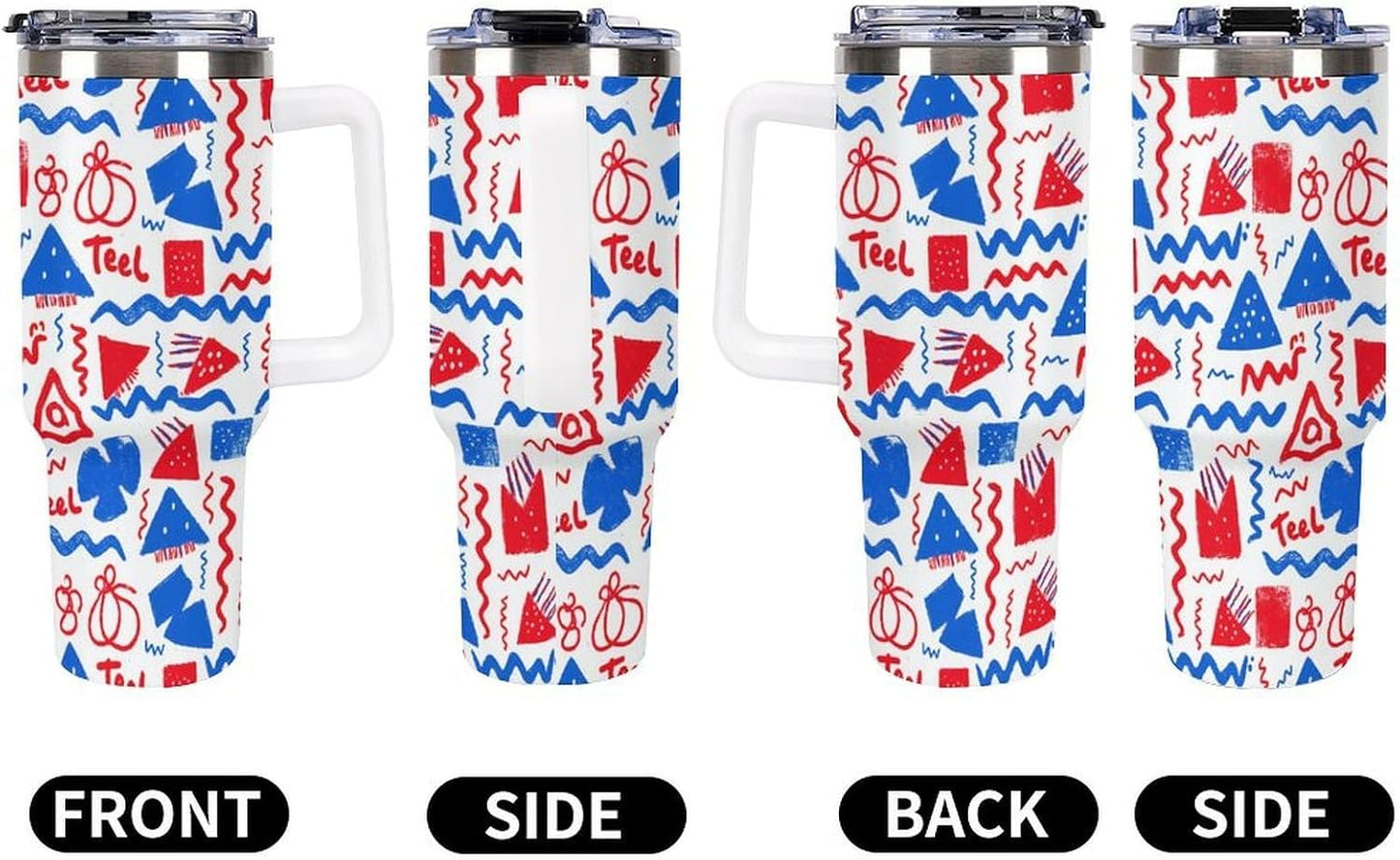 Leakproof Tumbler Vacuum Sealed Car Holder Friendly For Travel Simple Minimalist White Poppy Flower Pattern Coffee Mug Light Rose Red-style-27 - Colors G