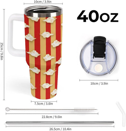 Leakproof Tumbler Vacuum Sealed Car Holder Friendly For Travel Simple Minimalist White Poppy Flower Pattern Coffee Mug Light Rose Red-style-27 - Colors G