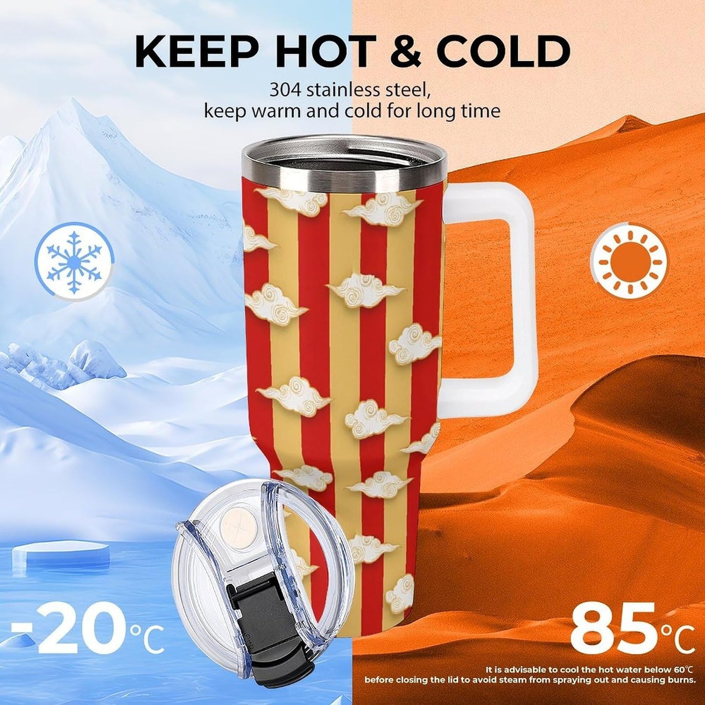 Leakproof Tumbler Vacuum Sealed Car Holder Friendly For Travel Simple Minimalist White Poppy Flower Pattern Coffee Mug Light Rose Red-style-27 - Colors G