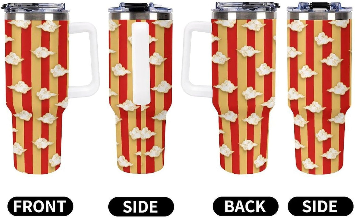 Leakproof Tumbler Vacuum Sealed Car Holder Friendly For Travel Simple Minimalist White Poppy Flower Pattern Coffee Mug Light Rose Red-style-27 - Colors G