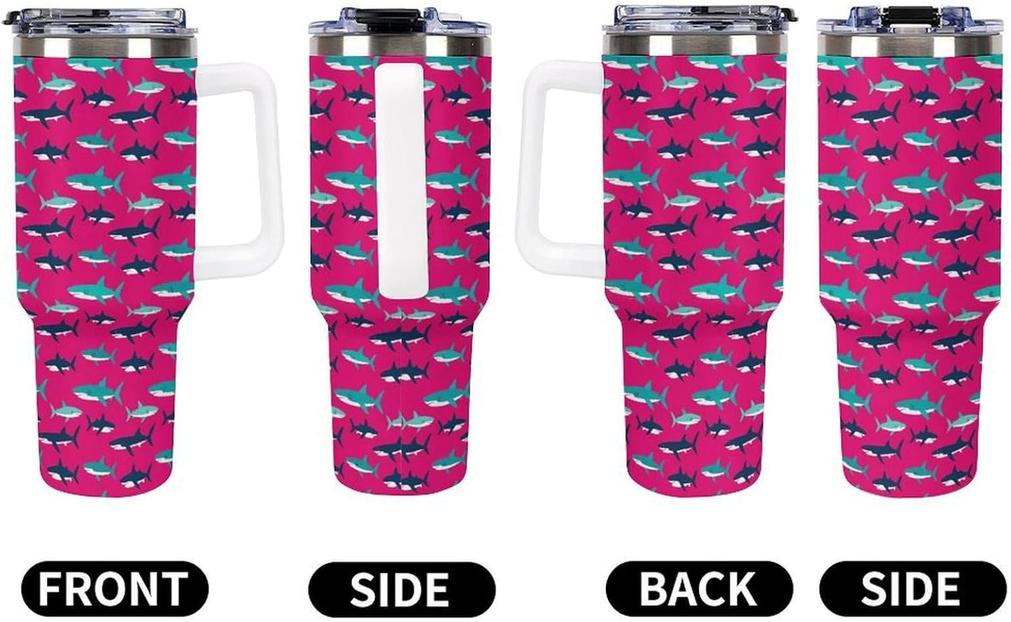 Leakproof Tumbler Vacuum Sealed Car Holder Friendly For Travel Simple Minimalist White Poppy Flower Pattern Coffee Mug Light Rose Red-style-27 - Colors G