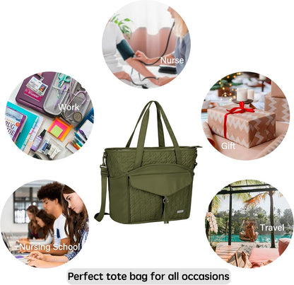 Tote Bag for Women with Water Bottle Pocket Fit for Stanley Cup, Carry On Tote for Work, Nurse, College, Travel