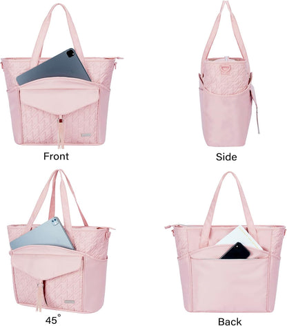 Tote Bag for Women with Water Bottle Pocket Fit for Stanley Cup, Carry On Tote for Work, Nurse, College, Travel