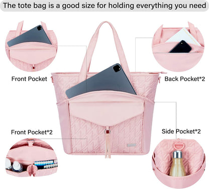 Tote Bag for Women with Water Bottle Pocket Fit for Stanley Cup, Carry On Tote for Work, Nurse, College, Travel