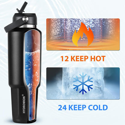 32 oz Insulated Water Bottle Stainless Steel Triple-Wall with Straw Lid Set - Colors B