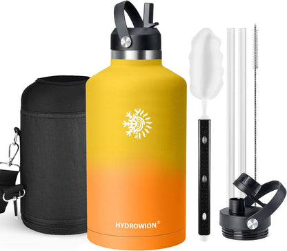 32 oz Insulated Water Bottle Stainless Steel Triple-Wall with Straw Lid Set - Colors B