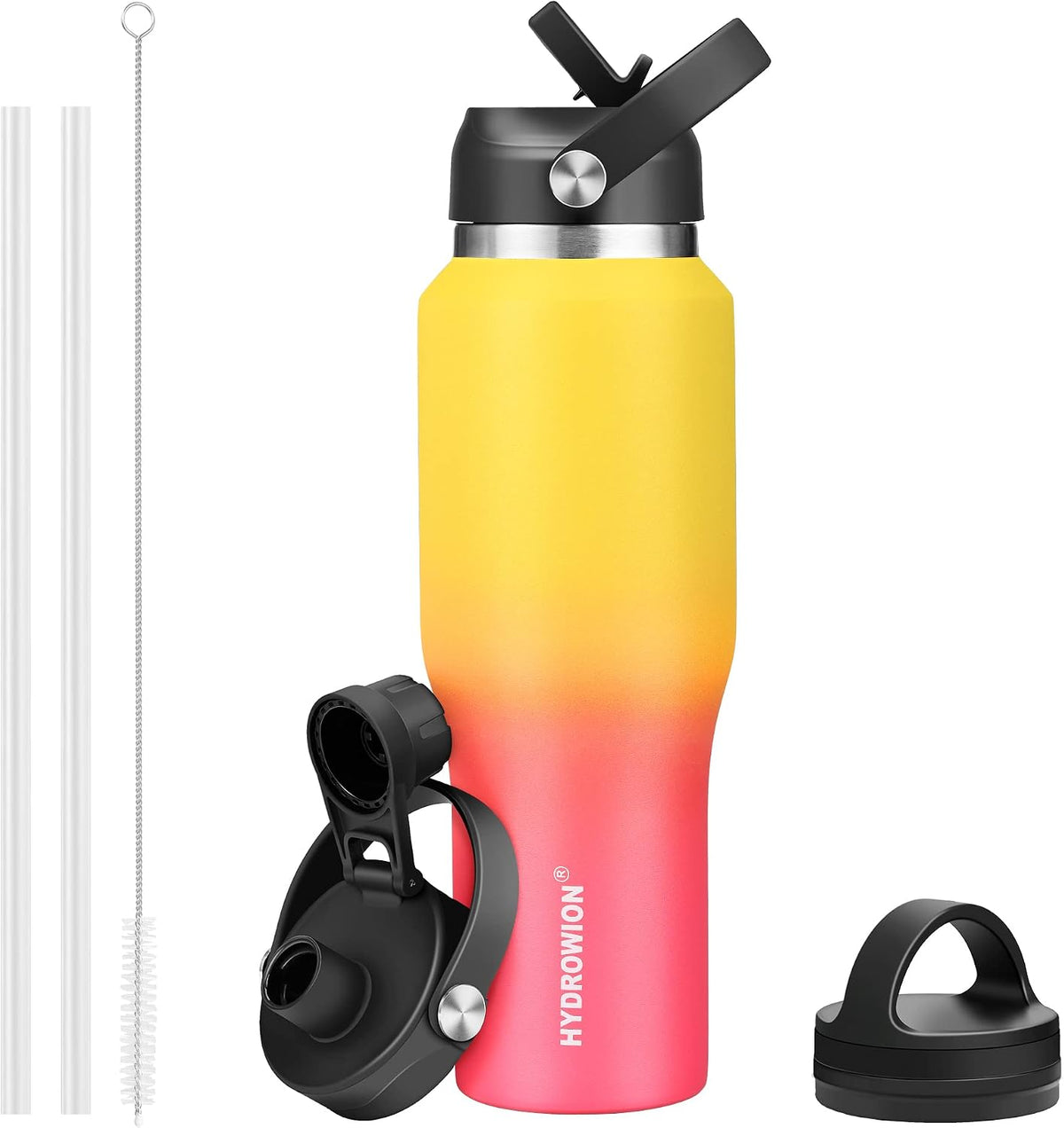 32 oz Insulated Water Bottle Stainless Steel Triple-Wall with Straw Lid Set - Colors B
