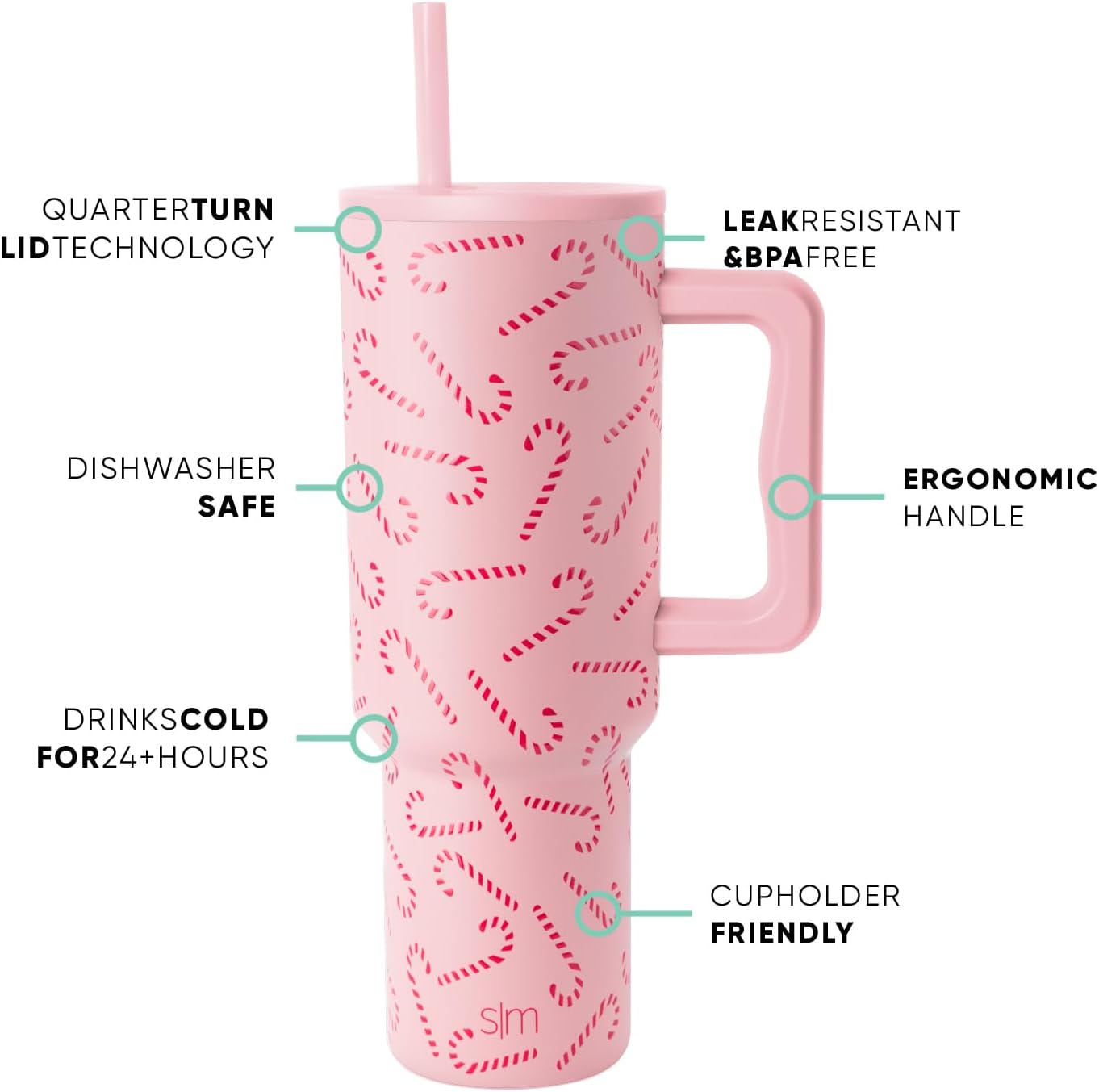 Tumbler with Handle and Straw | 40oz | 80s Mix | Trek Tumbler, Travel Mug | Insulated Water Bottle, Cupholder Friendly, Stainless Steel Cup | 80s Mix - Colors C