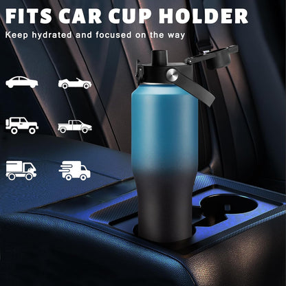 40 oz Insulated Water Bottle with Straw Lid & Pop-up Spout Lid, Carrier Bag