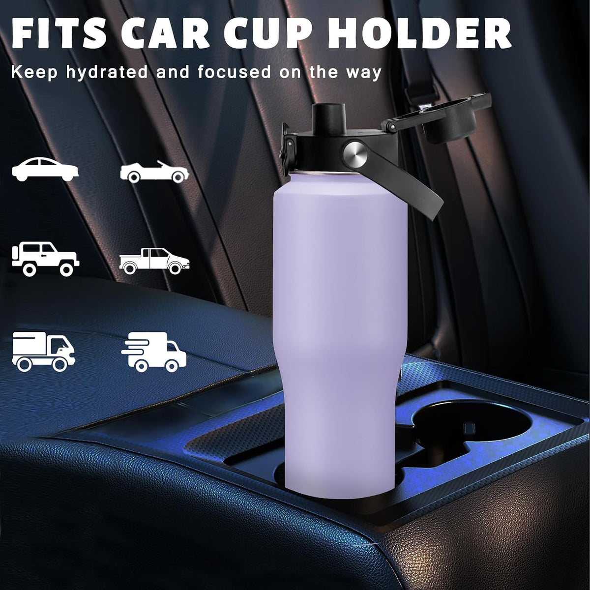 40 oz Insulated Water Bottle with Straw Lid & Pop-up Spout Lid, Carrier Bag