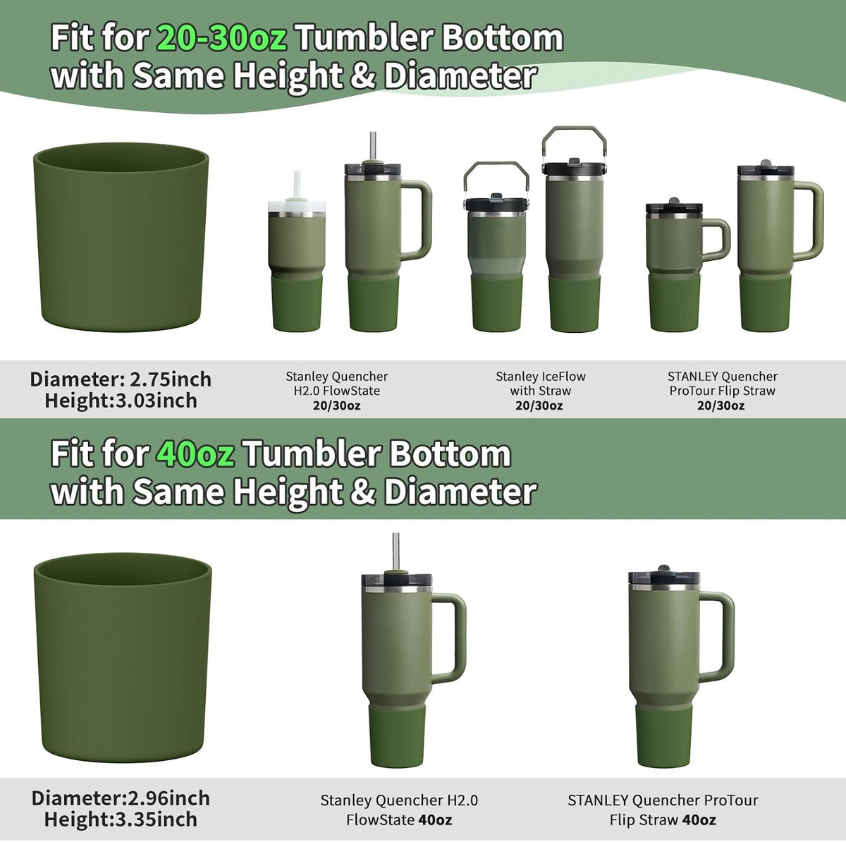 Higher Silicone Boot Compatible with Stanley Quencher H2.0 20/30/40oz | Tumbler Cups Anti-Slip & Anti-Scratch Soft Water Bottle Bottom Sleeve Cover Protector for IceFlow Flip 20/30oz, BPA Free - Colors B