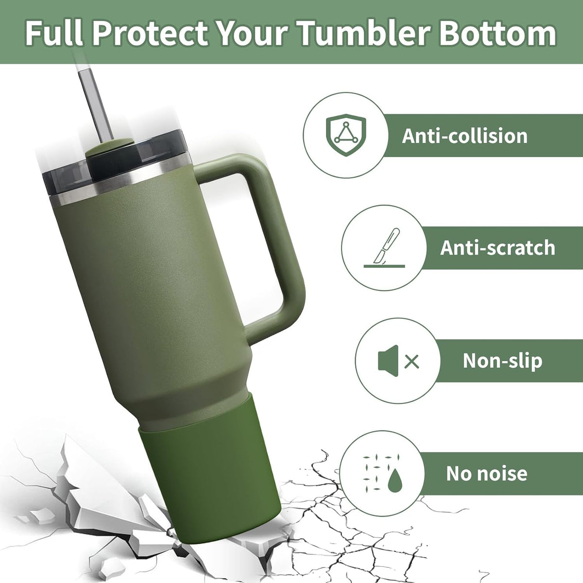 Higher Silicone Boot Compatible with Stanley Quencher H2.0 20/30/40oz | Tumbler Cups Anti-Slip & Anti-Scratch Soft Water Bottle Bottom Sleeve Cover Protector for IceFlow Flip 20/30oz, BPA Free - Colors B
