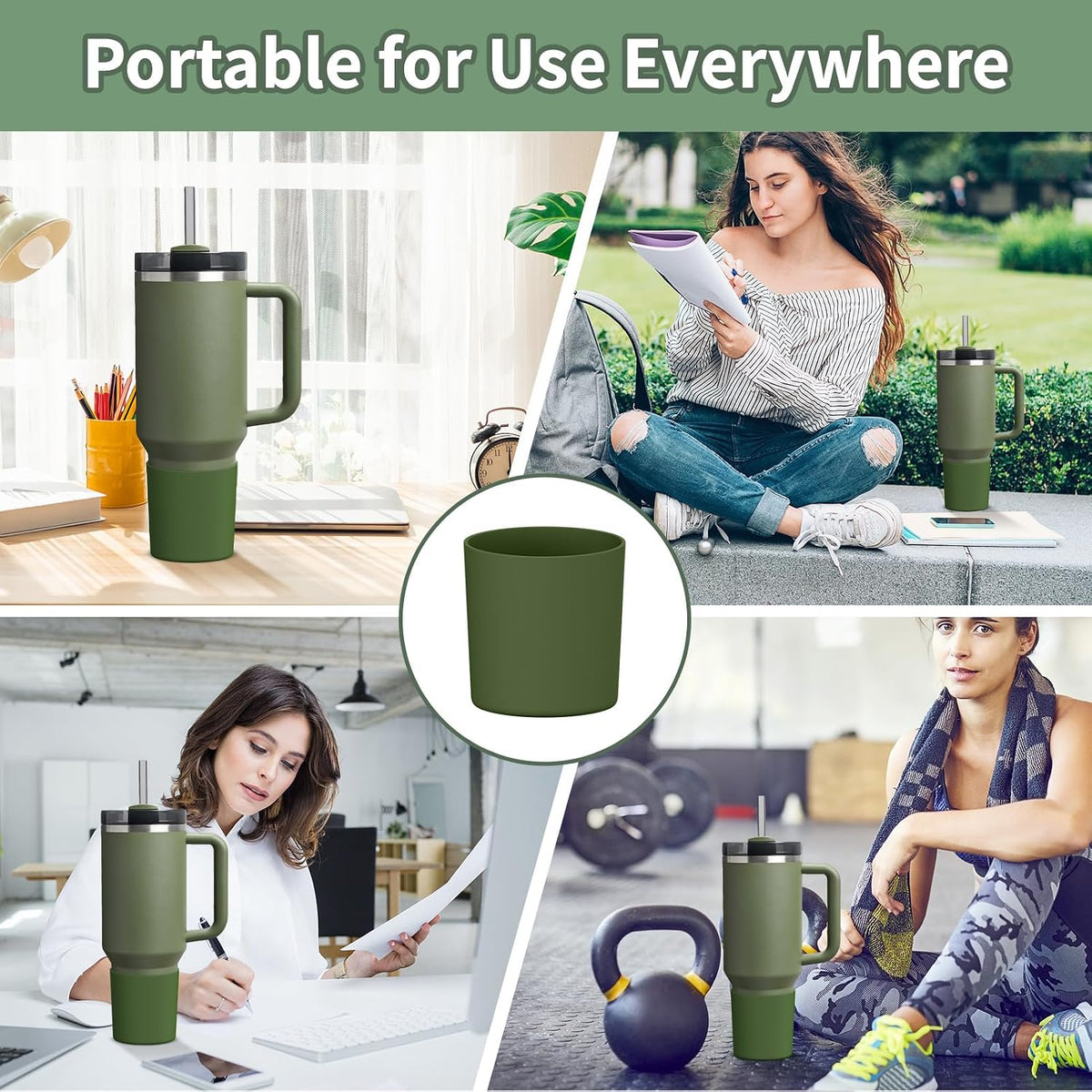 Higher Silicone Boot Compatible with Stanley Quencher H2.0 20/30/40oz | Tumbler Cups Anti-Slip & Anti-Scratch Soft Water Bottle Bottom Sleeve Cover Protector for IceFlow Flip 20/30oz, BPA Free - Colors B