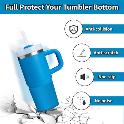 Higher Silicone Boot Compatible with Stanley Quencher H2.0 20/30/40oz | Tumbler Cups Anti-Slip & Anti-Scratch Soft Water Bottle Bottom Sleeve Cover Protector for IceFlow Flip 20/30oz, BPA Free - Colors B