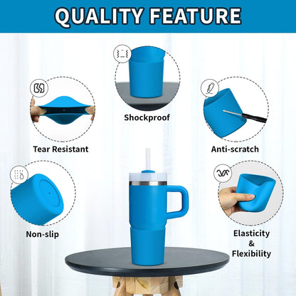 Higher Silicone Boot Compatible with Stanley Quencher H2.0 20/30/40oz | Tumbler Cups Anti-Slip & Anti-Scratch Soft Water Bottle Bottom Sleeve Cover Protector for IceFlow Flip 20/30oz, BPA Free - Colors B