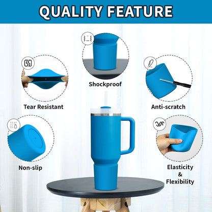 Higher Silicone Boot Compatible with Stanley Quencher H2.0 20/30/40oz | Tumbler Cups Anti-Slip & Anti-Scratch Soft Water Bottle Bottom Sleeve Cover Protector for IceFlow Flip 20/30oz, BPA Free - Colors B