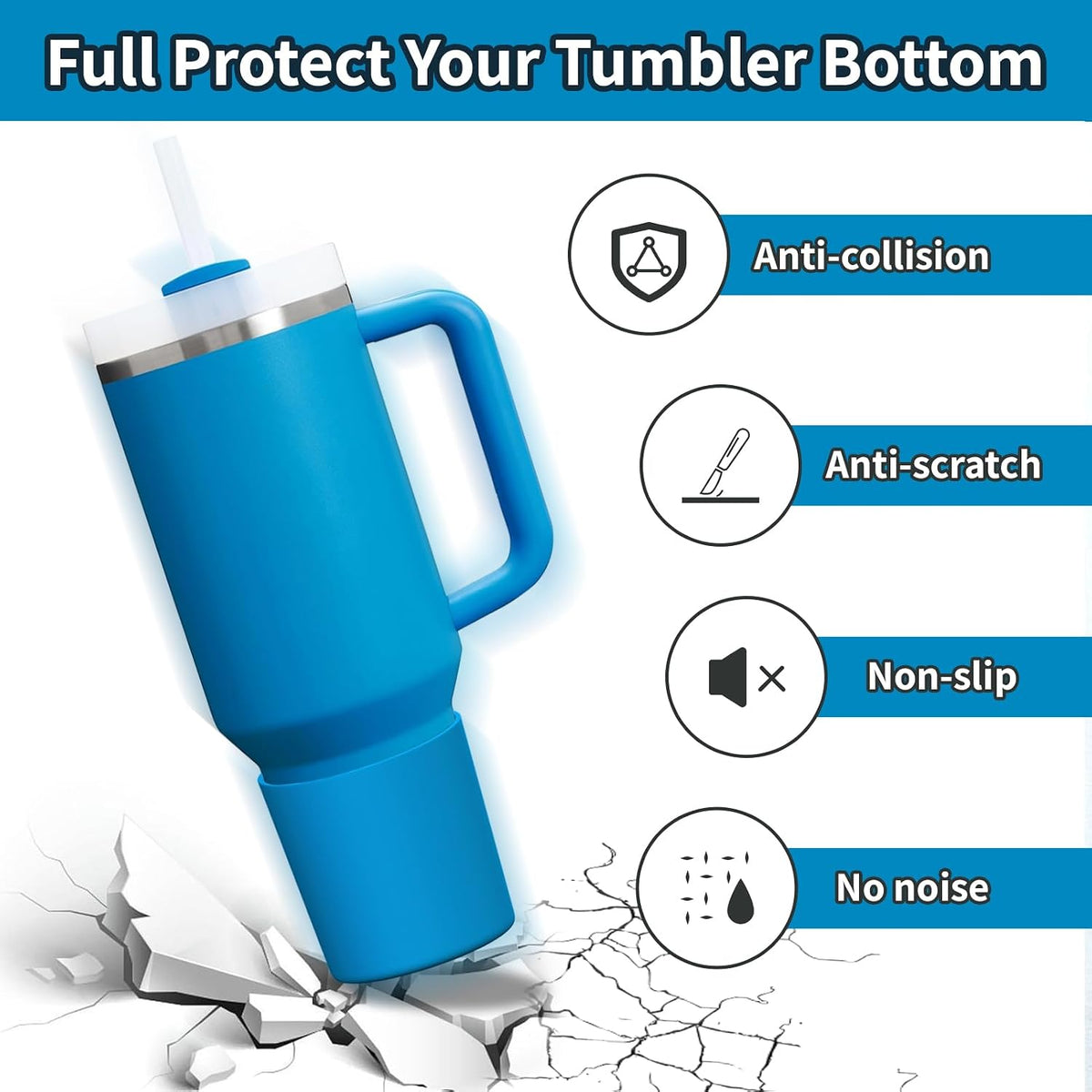 Higher Silicone Boot Compatible with Stanley Quencher H2.0 20/30/40oz | Tumbler Cups Anti-Slip & Anti-Scratch Soft Water Bottle Bottom Sleeve Cover Protector for IceFlow Flip 20/30oz, BPA Free - Colors B