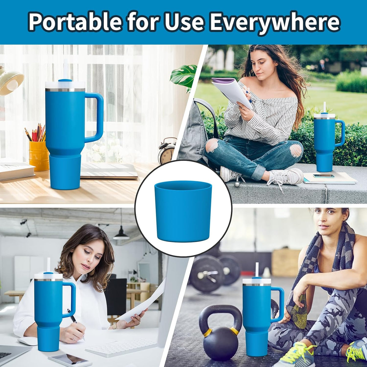 Higher Silicone Boot Compatible with Stanley Quencher H2.0 20/30/40oz | Tumbler Cups Anti-Slip & Anti-Scratch Soft Water Bottle Bottom Sleeve Cover Protector for IceFlow Flip 20/30oz, BPA Free - Colors B