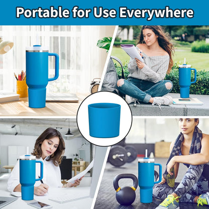 Higher Silicone Boot Compatible with Stanley Quencher H2.0 20/30/40oz | Tumbler Cups Anti-Slip & Anti-Scratch Soft Water Bottle Bottom Sleeve Cover Protector for IceFlow Flip 20/30oz, BPA Free - Colors B