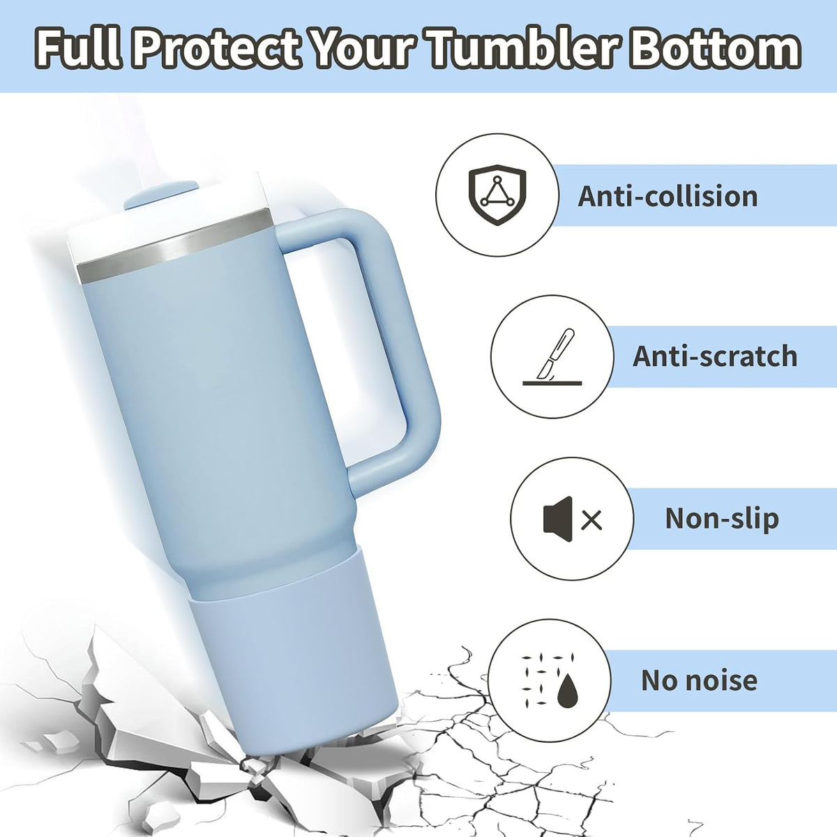 Higher Silicone Boot Compatible with Stanley Quencher H2.0 20/30/40oz | Tumbler Cups Anti-Slip & Anti-Scratch Soft Water Bottle Bottom Sleeve Cover Protector for IceFlow Flip 20/30oz, BPA Free - Colors B