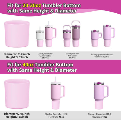 Higher Silicone Boot Compatible with Stanley Quencher H2.0 20/30/40oz | Tumbler Cups Anti-Slip & Anti-Scratch Soft Water Bottle Bottom Sleeve Cover Protector for IceFlow Flip 20/30oz, BPA Free - Colors B