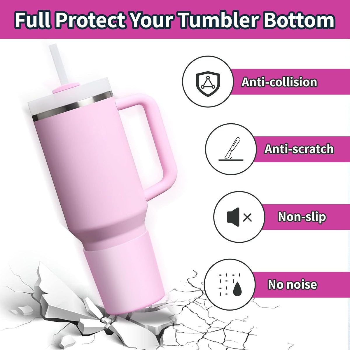 Higher Silicone Boot Compatible with Stanley Quencher H2.0 20/30/40oz | Tumbler Cups Anti-Slip & Anti-Scratch Soft Water Bottle Bottom Sleeve Cover Protector for IceFlow Flip 20/30oz, BPA Free - Colors B