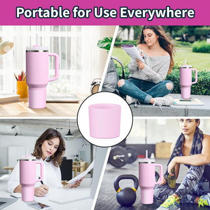 Higher Silicone Boot Compatible with Stanley Quencher H2.0 20/30/40oz | Tumbler Cups Anti-Slip & Anti-Scratch Soft Water Bottle Bottom Sleeve Cover Protector for IceFlow Flip 20/30oz, BPA Free - Colors B