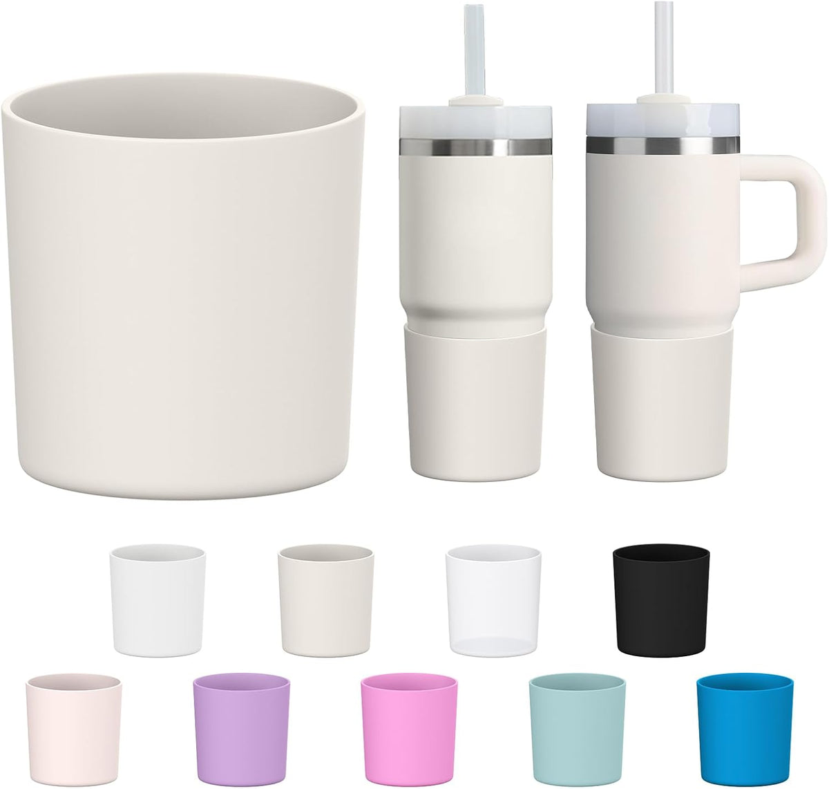 Higher Silicone Boot Compatible with Stanley Quencher H2.0 20/30/40oz | Tumbler Cups Anti-Slip & Anti-Scratch Soft Water Bottle Bottom Sleeve Cover Protector for IceFlow Flip 20/30oz, BPA Free - Colors B
