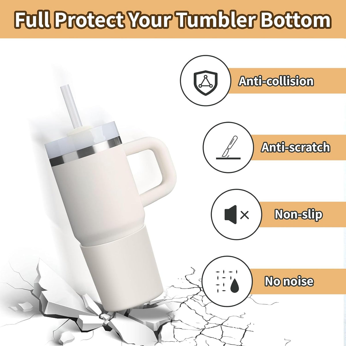 Higher Silicone Boot Compatible with Stanley Quencher H2.0 20/30/40oz | Tumbler Cups Anti-Slip & Anti-Scratch Soft Water Bottle Bottom Sleeve Cover Protector for IceFlow Flip 20/30oz, BPA Free - Colors B