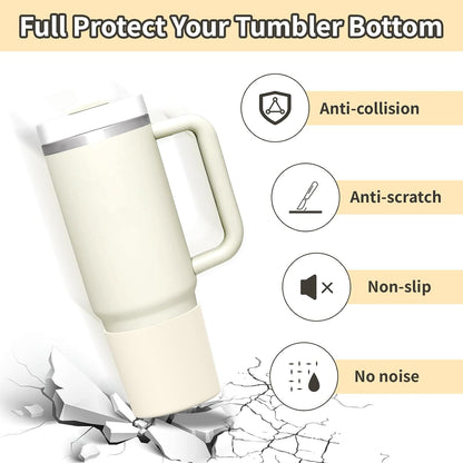 Higher Silicone Boot Compatible with Stanley Quencher H2.0 20/30/40oz | Tumbler Cups Anti-Slip & Anti-Scratch Soft Water Bottle Bottom Sleeve Cover Protector for IceFlow Flip 20/30oz, BPA Free - Colors B