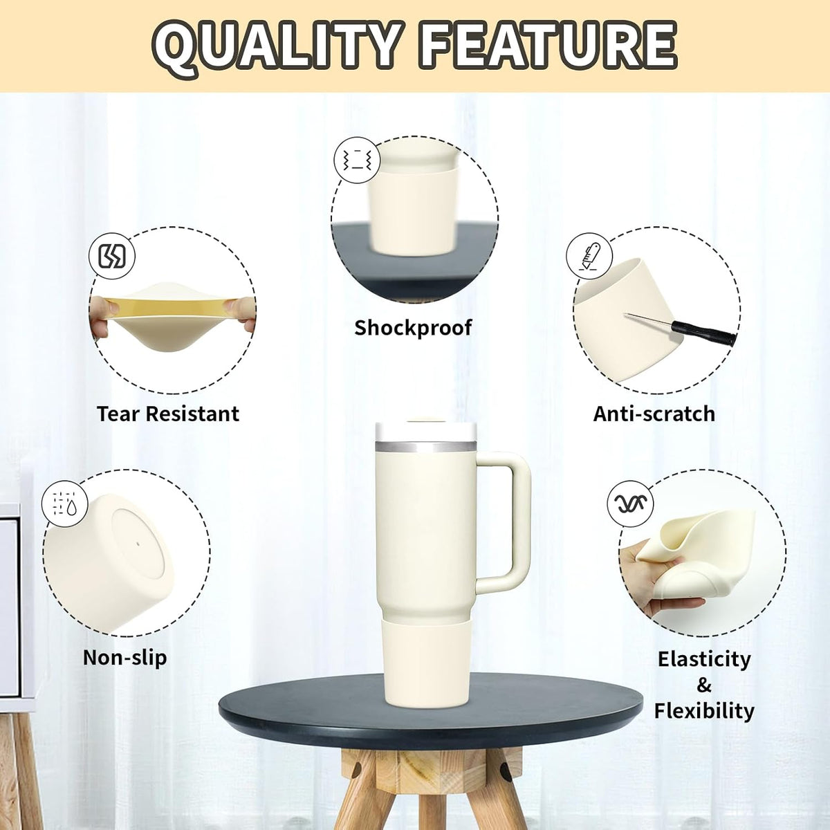 Higher Silicone Boot Compatible with Stanley Quencher H2.0 20/30/40oz | Tumbler Cups Anti-Slip & Anti-Scratch Soft Water Bottle Bottom Sleeve Cover Protector for IceFlow Flip 20/30oz, BPA Free - Colors B