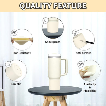 Higher Silicone Boot Compatible with Stanley Quencher H2.0 20/30/40oz | Tumbler Cups Anti-Slip & Anti-Scratch Soft Water Bottle Bottom Sleeve Cover Protector for IceFlow Flip 20/30oz, BPA Free - Colors B