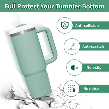 Higher Silicone Boot Compatible with Stanley Quencher H2.0 20/30/40oz | Tumbler Cups Anti-Slip & Anti-Scratch Soft Water Bottle Bottom Sleeve Cover Protector for IceFlow Flip 20/30oz, BPA Free - Colors B