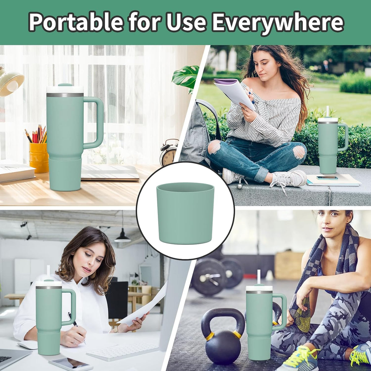 Higher Silicone Boot Compatible with Stanley Quencher H2.0 20/30/40oz | Tumbler Cups Anti-Slip & Anti-Scratch Soft Water Bottle Bottom Sleeve Cover Protector for IceFlow Flip 20/30oz, BPA Free - Colors B