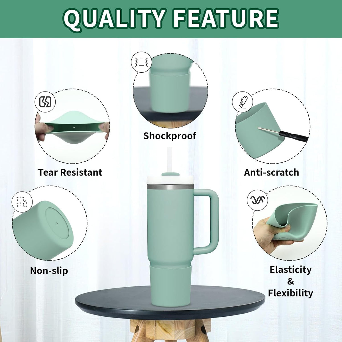 Higher Silicone Boot Compatible with Stanley Quencher H2.0 20/30/40oz | Tumbler Cups Anti-Slip & Anti-Scratch Soft Water Bottle Bottom Sleeve Cover Protector for IceFlow Flip 20/30oz, BPA Free - Colors B