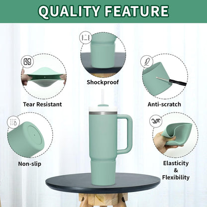 Higher Silicone Boot Compatible with Stanley Quencher H2.0 20/30/40oz | Tumbler Cups Anti-Slip & Anti-Scratch Soft Water Bottle Bottom Sleeve Cover Protector for IceFlow Flip 20/30oz, BPA Free - Colors B