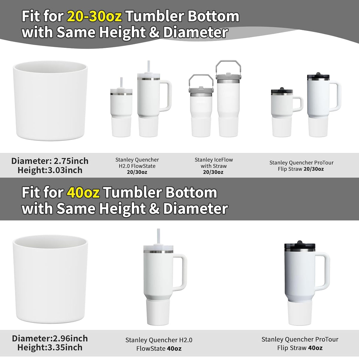 Higher Silicone Boot Compatible with Stanley Quencher H2.0 20/30/40oz | Tumbler Cups Anti-Slip & Anti-Scratch Soft Water Bottle Bottom Sleeve Cover Protector for IceFlow Flip 20/30oz, BPA Free - Colors B