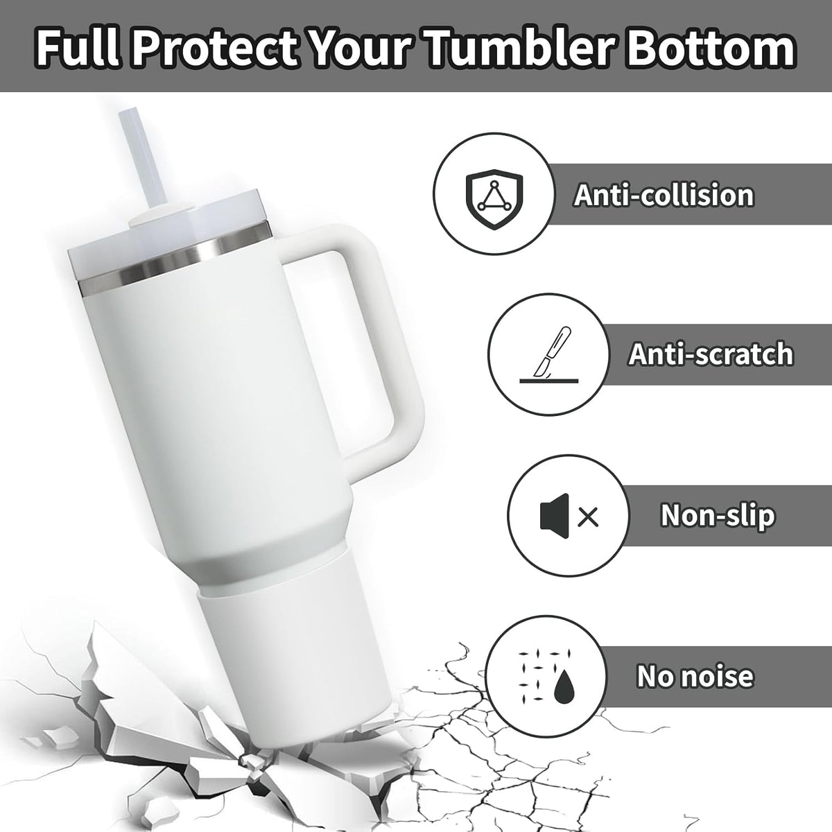 Higher Silicone Boot Compatible with Stanley Quencher H2.0 20/30/40oz | Tumbler Cups Anti-Slip & Anti-Scratch Soft Water Bottle Bottom Sleeve Cover Protector for IceFlow Flip 20/30oz, BPA Free - Colors B