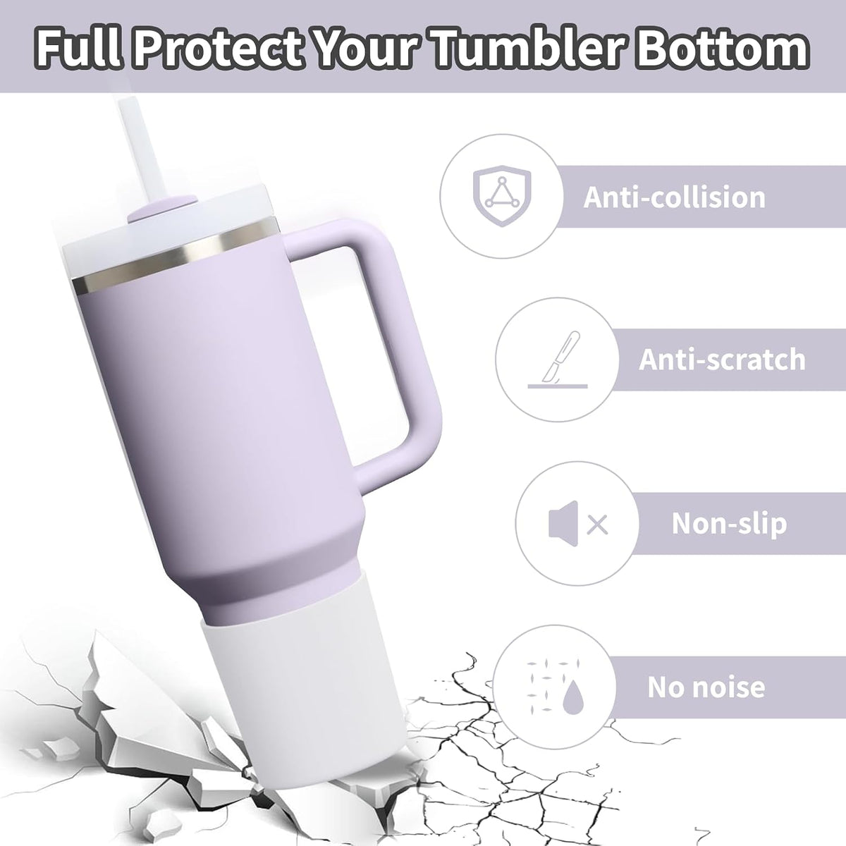 Higher Silicone Boot Compatible with Stanley Quencher H2.0 20/30/40oz | Tumbler Cups Anti-Slip & Anti-Scratch Soft Water Bottle Bottom Sleeve Cover Protector for IceFlow Flip 20/30oz, BPA Free - Colors B