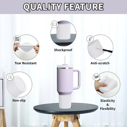 Higher Silicone Boot Compatible with Stanley Quencher H2.0 20/30/40oz | Tumbler Cups Anti-Slip & Anti-Scratch Soft Water Bottle Bottom Sleeve Cover Protector for IceFlow Flip 20/30oz, BPA Free - Colors B