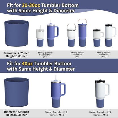 Higher Silicone Boot Compatible with Stanley Quencher H2.0 20/30/40oz | Tumbler Cups Anti-Slip & Anti-Scratch Soft Water Bottle Bottom Sleeve Cover Protector for IceFlow Flip 20/30oz, BPA Free - Colors B