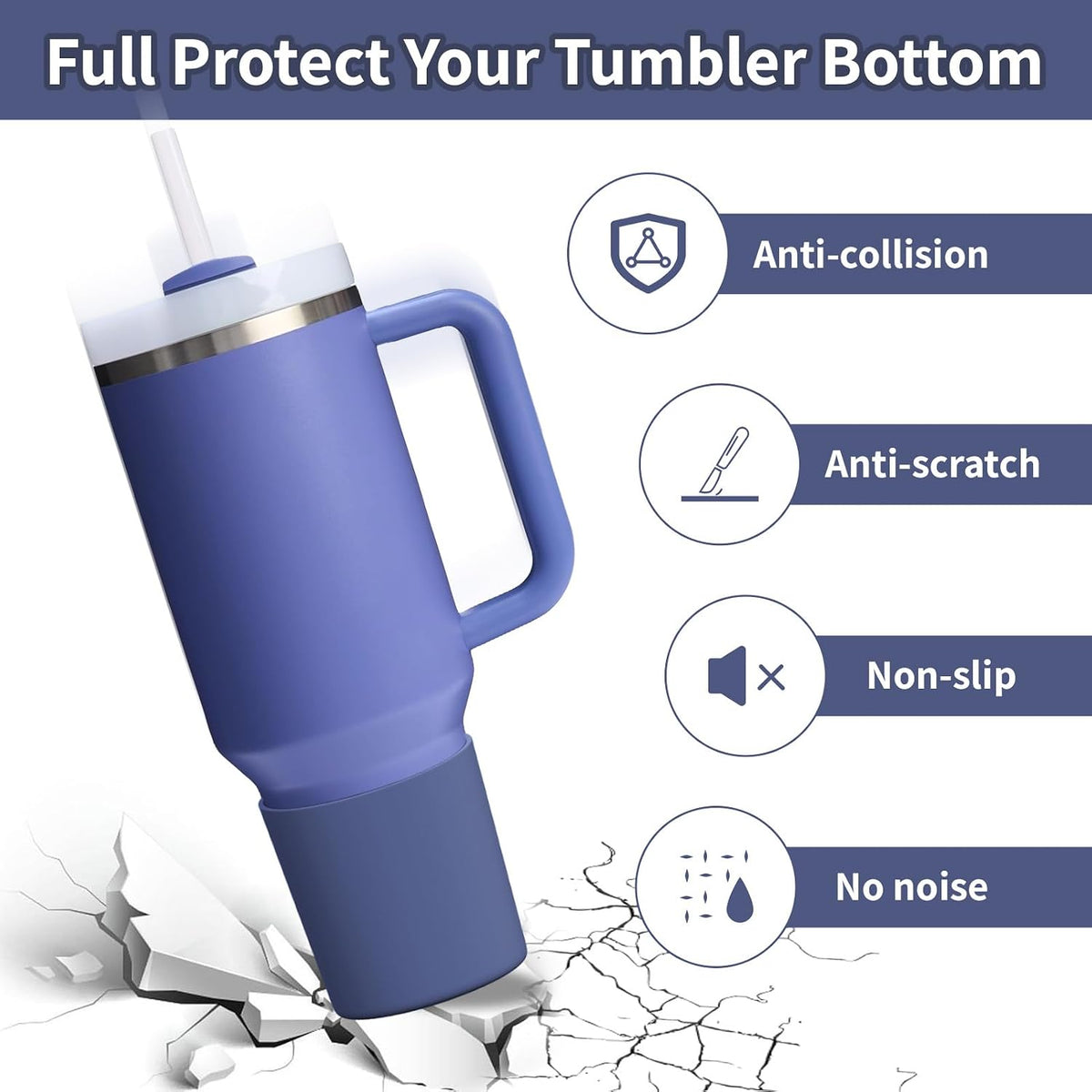 Higher Silicone Boot Compatible with Stanley Quencher H2.0 20/30/40oz | Tumbler Cups Anti-Slip & Anti-Scratch Soft Water Bottle Bottom Sleeve Cover Protector for IceFlow Flip 20/30oz, BPA Free - Colors B