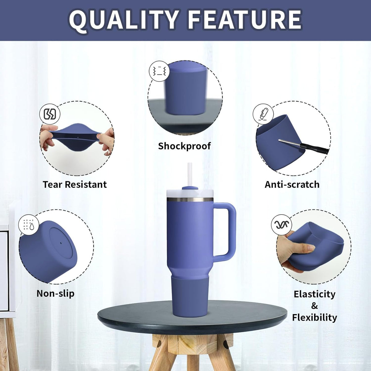 Higher Silicone Boot Compatible with Stanley Quencher H2.0 20/30/40oz | Tumbler Cups Anti-Slip & Anti-Scratch Soft Water Bottle Bottom Sleeve Cover Protector for IceFlow Flip 20/30oz, BPA Free - Colors B