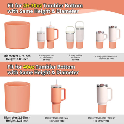 Higher Silicone Boot Compatible with Stanley Quencher H2.0 20/30/40oz | Tumbler Cups Anti-Slip & Anti-Scratch Soft Water Bottle Bottom Sleeve Cover Protector for IceFlow Flip 20/30oz, BPA Free - Colors B