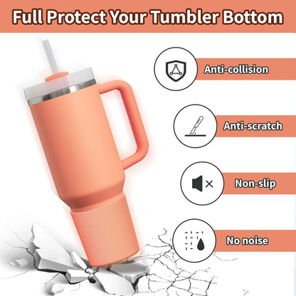 Higher Silicone Boot Compatible with Stanley Quencher H2.0 20/30/40oz | Tumbler Cups Anti-Slip & Anti-Scratch Soft Water Bottle Bottom Sleeve Cover Protector for IceFlow Flip 20/30oz, BPA Free - Colors B